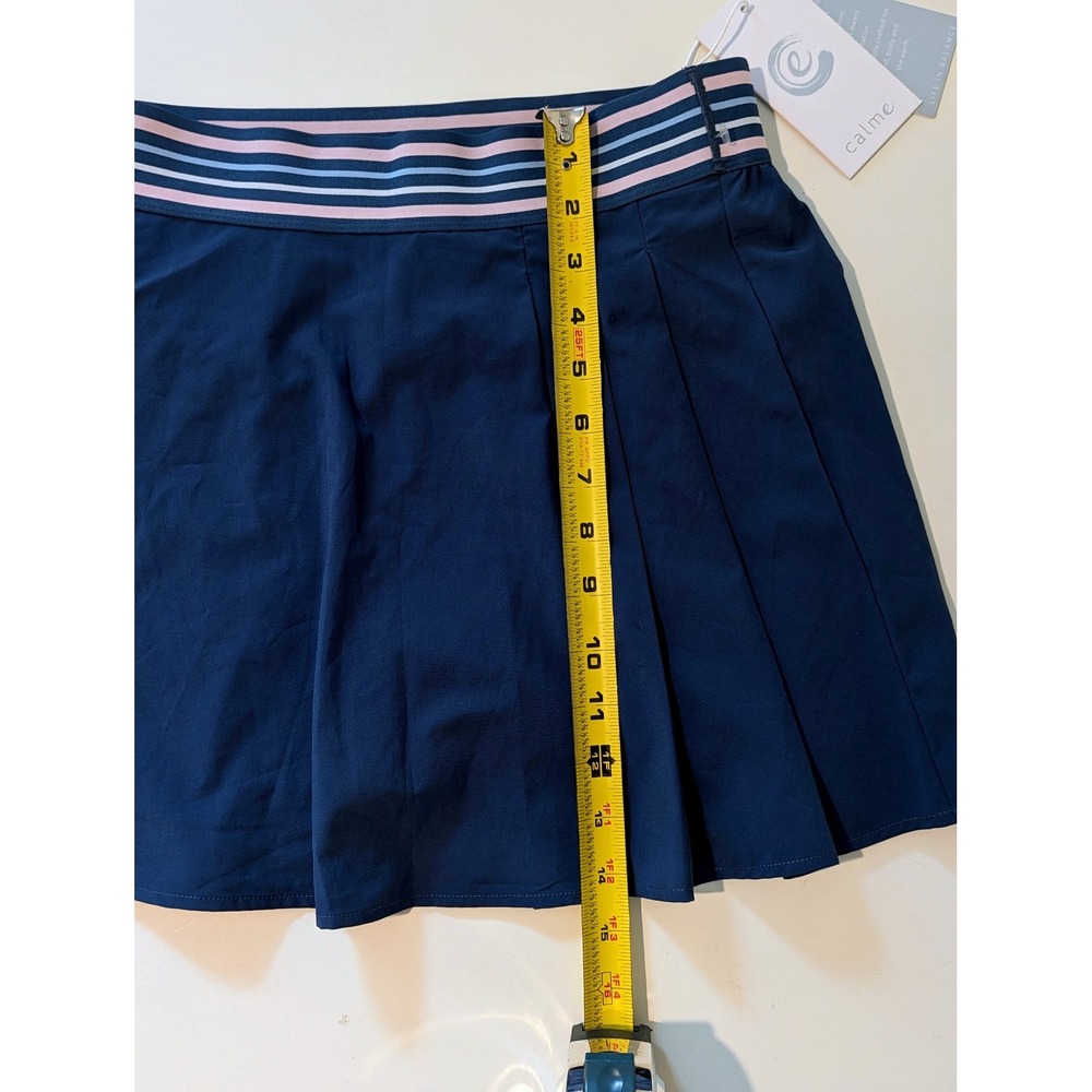 NWT CALME by Johnny Was Navy Pleated Tennis Skirt Striped Waistband Medium - Picture 9 of 9